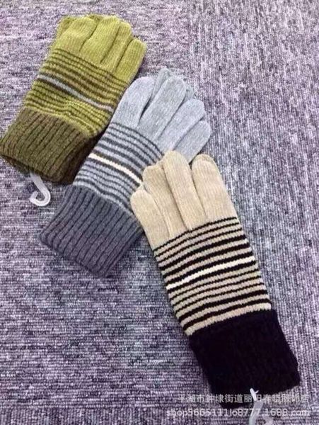 

corduroy 2020 mittens striped women' winter, Blue;gray