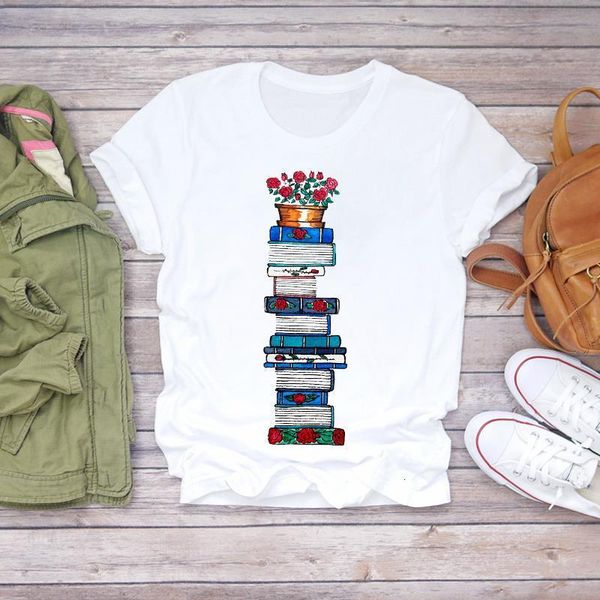 

women flower short sleeve 90s fashion printing clothes summer shirt t-shirts t graphic female ladies womens tee t-shirt, White