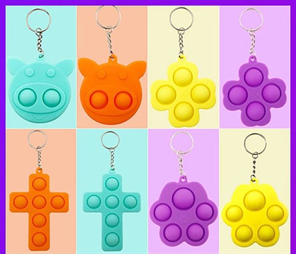 Sensosory Pop It Toy Toy Finger Bubble Cute Beychain Cross Clover Clover Silicone Простой Димп Обучение Прессование Плита Декомпрессионное пальца Ключ Кольцо Подвеска