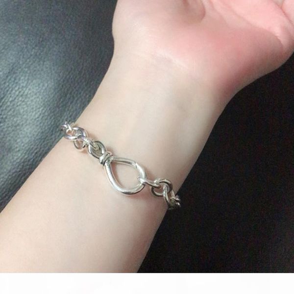 

new chunky infinity knot chain bracelet women girl gift jewelry for pandroa 925 sterling silver hand chain bracelets with original box, Golden;silver