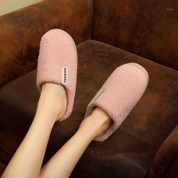 

aleafalling winter women slipper warm flat sweat indoor thicken bottom soft lovers slippers home flip flops female warm shoes1, Black