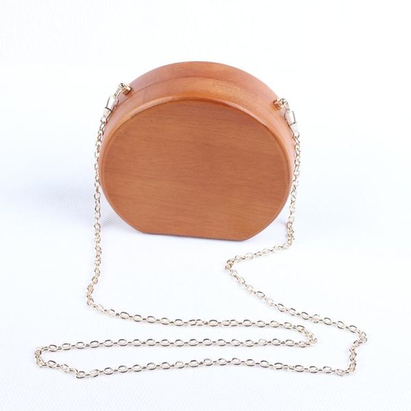 

new brand fashion clutch bag wallet round wooden messenger bags bolsa feminina hasp bag chain shoulder evening bags for women