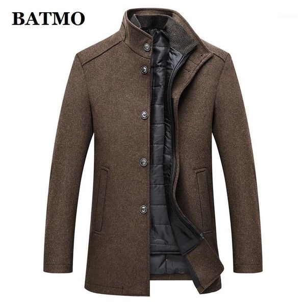 

batmo 2019 new arrival autumn&winter wool thicked trench coat men,men's wool jackets ,plus-size m-xxxl al 011, Black