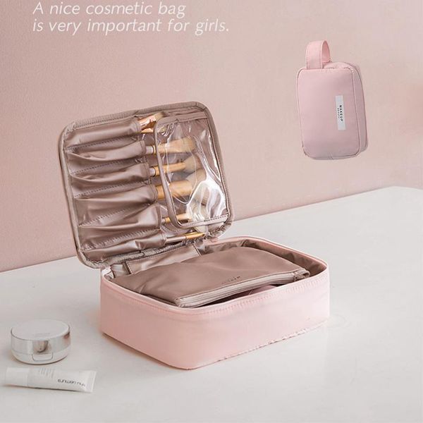 

beautician cosmetic bag travel make up bag quick makeup toiletry organizer pink makeup pouch purse waterproof handbag