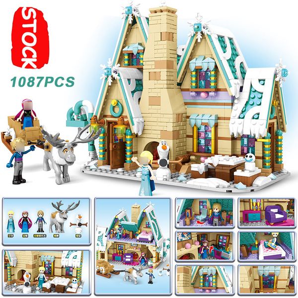 

qiye princess ice snow castle palace gingerbread house lepinblocks 10267 41148 girl lepining blocks building moc toys xmas gifts 1008