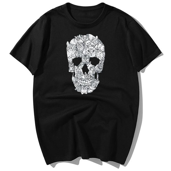 

sport funny skull cats graphics print t-shirts men summer casual tshirt hip hop 100% cotton short sleeve t shirt harajuku streetwear