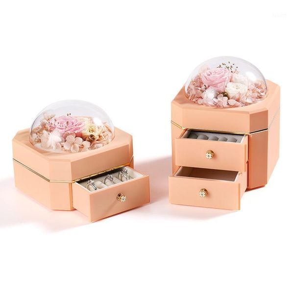 

eternal rose in transparent ball wedding jewelry gift box preserved flowers ring case packaging box girl christmas gift1