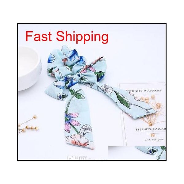 

floral print scrunchie women hair scarf elastic bohemian hairband bow hair rubber ropes girls hair qylmfq bde_home, Silver
