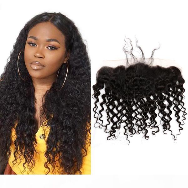 

bella hair 13x4 curly wave brazilian indian peruvian lace frontal closure ear to ear dyeable natural black color human hair closures