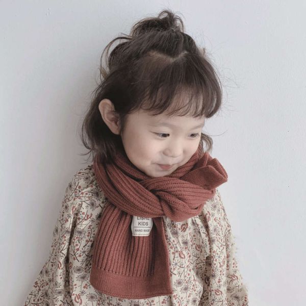 

wool autumn and winter children's men's warm baby's neck neutral korean girl's pure color versatile knitting scarf fashi, Red;brown