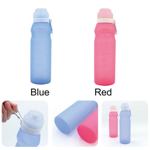 

silicone folding sports water bottles outdoor portable travel 600ml large capacity folding cups creative food grade water bottle dh1365 t03
