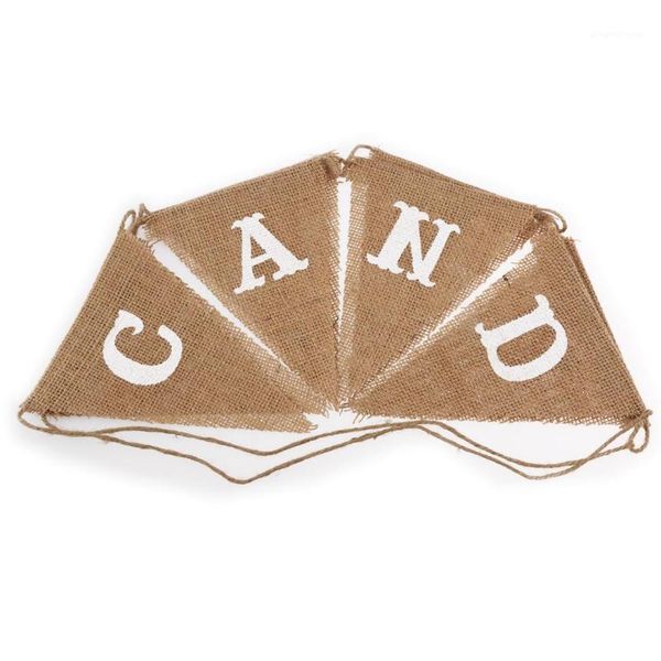 

8pcs candy bar burlap flag banner wedding party decoration bunting (brown)1