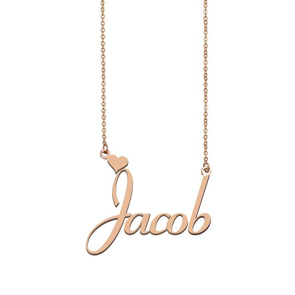 Collana con nome Jacob per ciondolo da donna Personalizzata personalizzata per ragazze, bambini, migliori amiche, regali per la mamma, gioielli in acciaio inossidabile placcato oro 18k