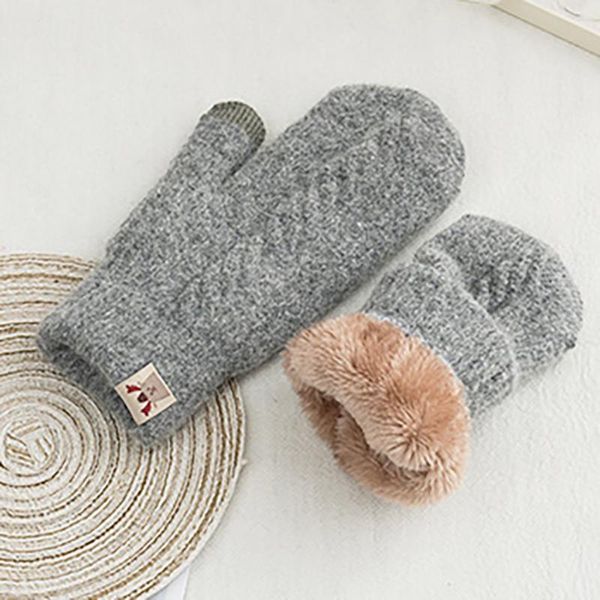 

women gloves winter knitted warm delicate pattern windproof gloves mittens cute play mobile phone warm #4, Blue;gray