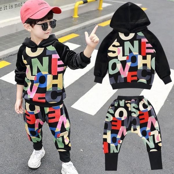 

children's clothing baby boy suit fall / winter 2020 baby girl's clothes long sleeve hoodie + pants sports suit street stylex1019, White