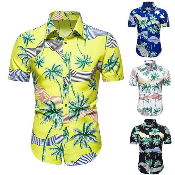 

men's casual shirts short sleeve flower shirt hawaiian men's sleeve1, White;black