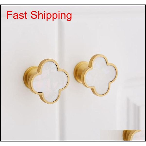 

modern clovers brass kitchen drawer cabinet door knobs handles white nature shell furniture hardware cupboard wa qylflf bde_luck