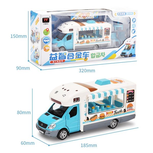 

alloy children cartoon toy car blue rv model simulation motorhome model kid vacation camper toy car xmas gift