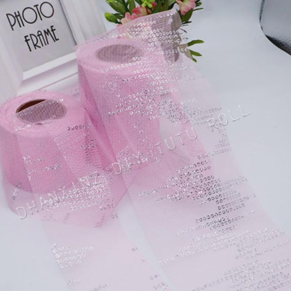 

25yard 10см блестящий блеск блестки круг тюль рулон diy pompom bow tutu ткань для свадьбы день рождения декор подарков упаковка ремесло wmtf