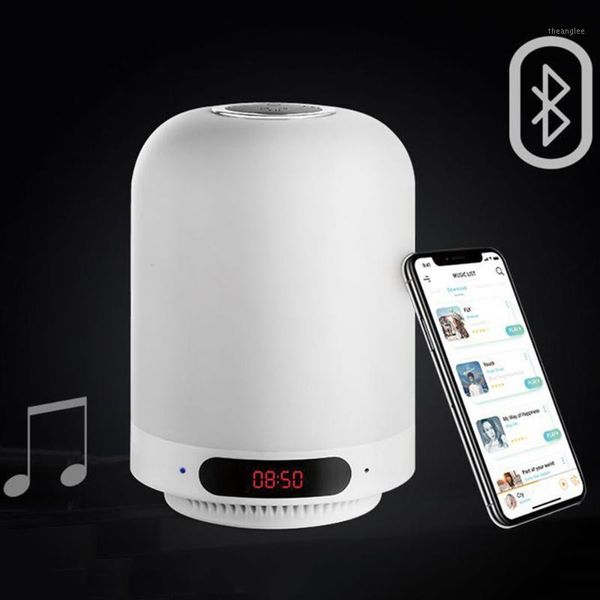 

led night light wireless bluetooth speaker digital display touch dimming table lamp usb power fm radio support tf card hands