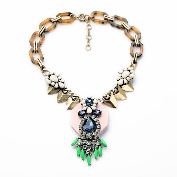 

pendant necklaces bulk price arrival autumn exaggerated party resin glass plant shiny glod necklace, Silver
