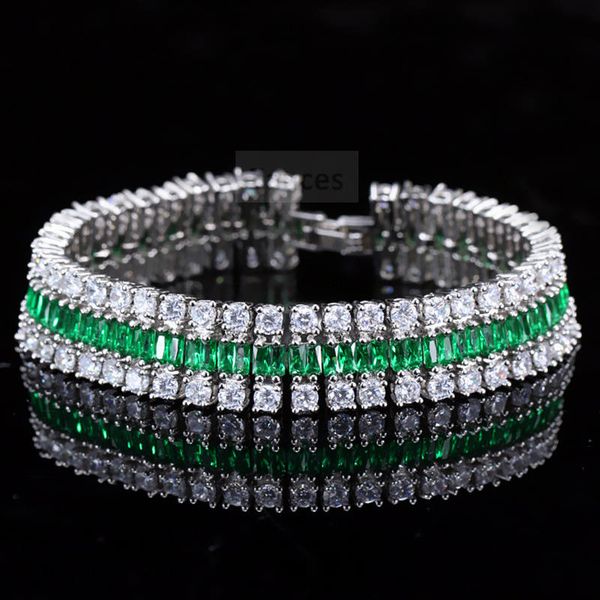 

three rows zircon bracelet with gold plated gemstone bangle charm bracelets geometric jewelry green and white colors, Golden;silver