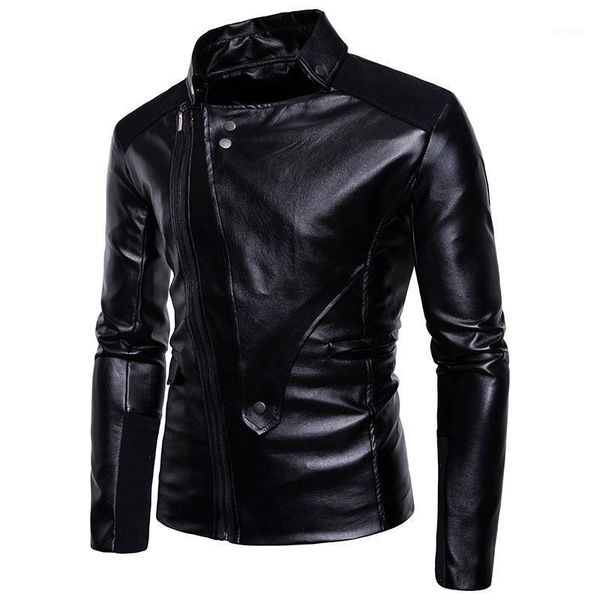 

male british pu leather jacket 2021 new men's multi-pocket patchwork pu leather jacket simple fashion casual1, Black