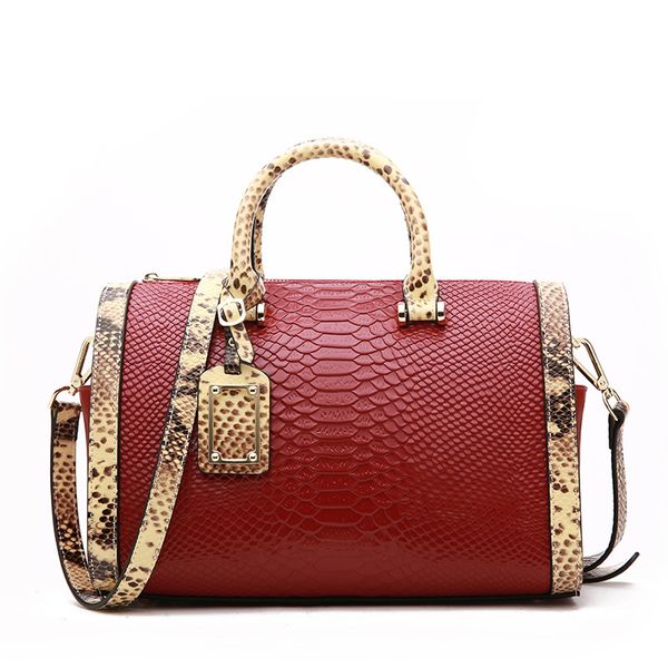 

effini new boston bags women handbags purses portable cowhide leather snake pattern shoulder ladies tote messenger bag large shopping bag