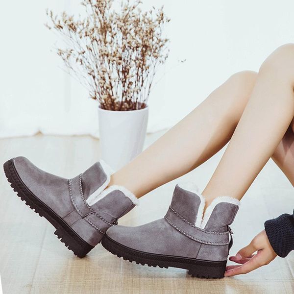

new winter warm women ankle boots round toe flat ladies walking snow shoes outdoor sport sneakers female footwear casual shoes, Black