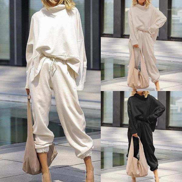 

women tracksuits autumn spring suit 2 pieces sets casual shirt pants long sweatpants outfits streetwear loose joggers sports1, Gray