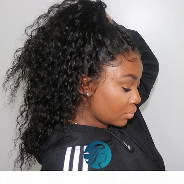 

deep part 13x6 water wave lace front human hair wigs for black women preplucked wet and wavy frontal wigs 150% bleached knots brazilian remy, Black;brown