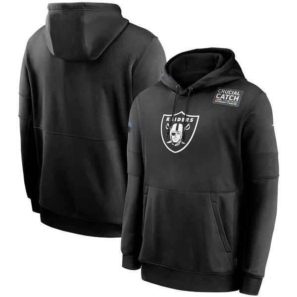 

2020 las vegas raiders men woemn kid crucial catch sideline performance pullover football hoodie black, Black;red