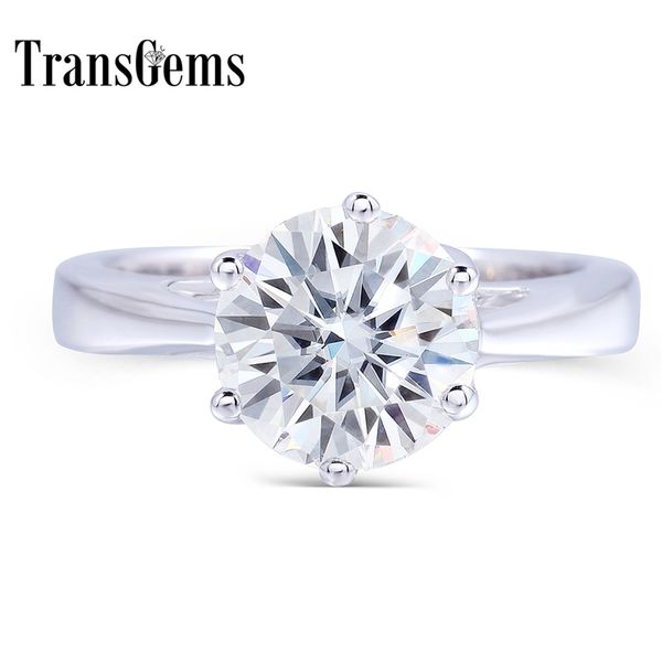 

transgems 2 ct ct 8mm engagement wedding moissanite ring lab grown diamond ring for women in in 925 sterling silver for women y200620, Slivery;golden