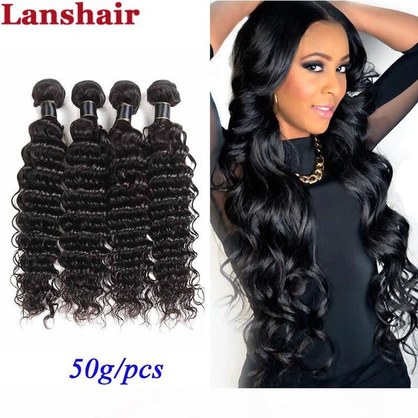 

8a unprocessed 4 5 6 bundles brazilian virgin hair deep wave 100% human hair weft brazilian hair weave bundles deep wave 50g pcs, Black