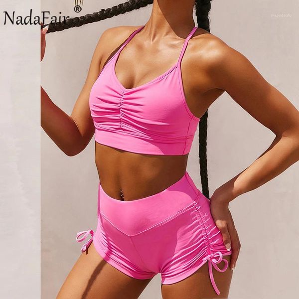 

nadafair tracksuit women two piece set solid crop and biker shorts set summer outfits for women 2 piece matching sets1, White