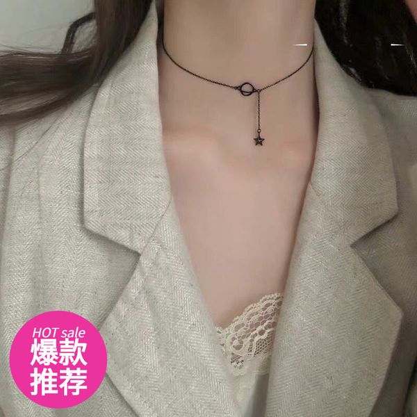 

black star ожерелье женщины корейских студенты версии простой личность чистые красный цвет ины супер бессмертен ключица шея подарок способ ц, Silver