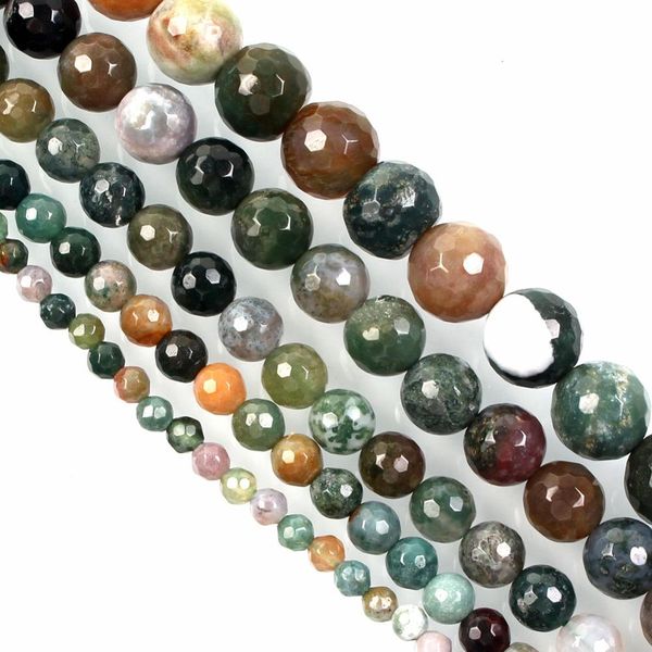 

natural stone beads faceted faceted indian agates round loose beads 16 strand 4-12mm for jewelry making diy necklace bracelets