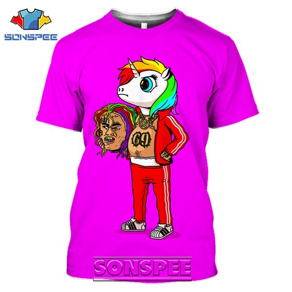 

6ix9ine cartoon rapper 3d print shirts funny anime oversized men clothing