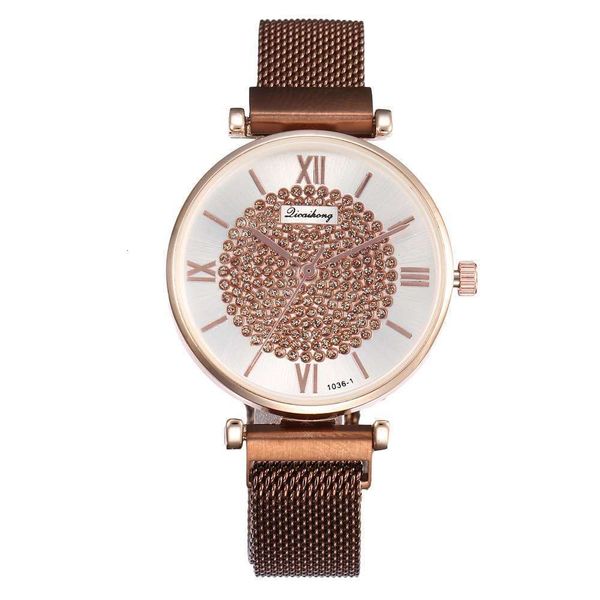 

milan, magnetic net tiktok with buckle watch, belt, lady fashion student quartz watch, Slivery;brown
