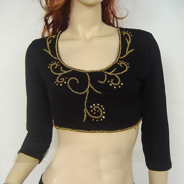 

stage wear women belly dance costume sequins beads bra vest blouse 9 colors, Black;red