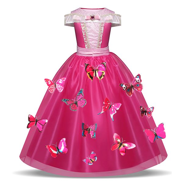 

fancy sleeping beauty princess girls dress up party costume long sleeve cosplay long dress for girls halloween birthday gift t200709, Red;yellow