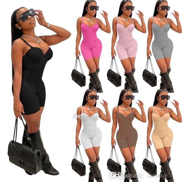 Mulheres Jumpsuits Roupas de Designer 2022 Sexy Suspensórios Slim Fit Sports Sports Macacão BodyClub Vestuário