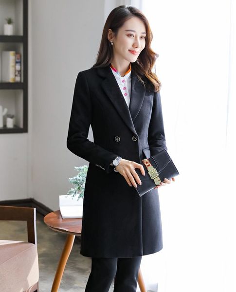 

fall winter fashion women coat office ladies outerwear overcoat long female clothes black slim