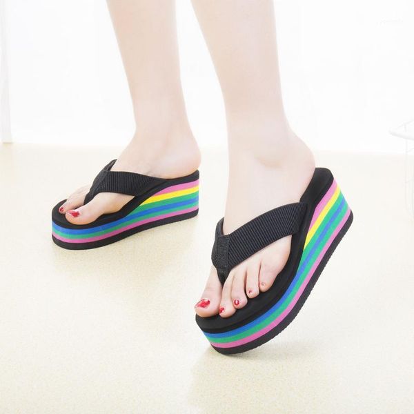 

slippers drop 2021 wedges high heels slides women designer creepers sandals peep toe flip flops slip on1, Black