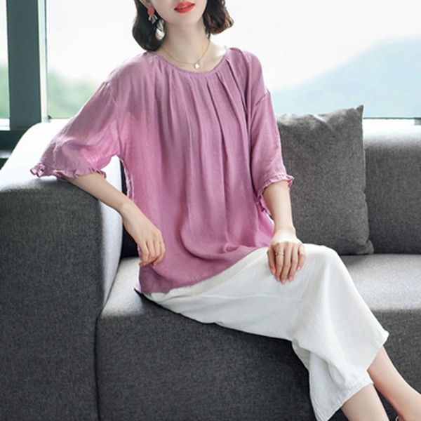 

5uahc women's suit 2020 summer new fashion loose size large mom's mom's widewide pants wide leg pantswear age-reducing simple, Gray