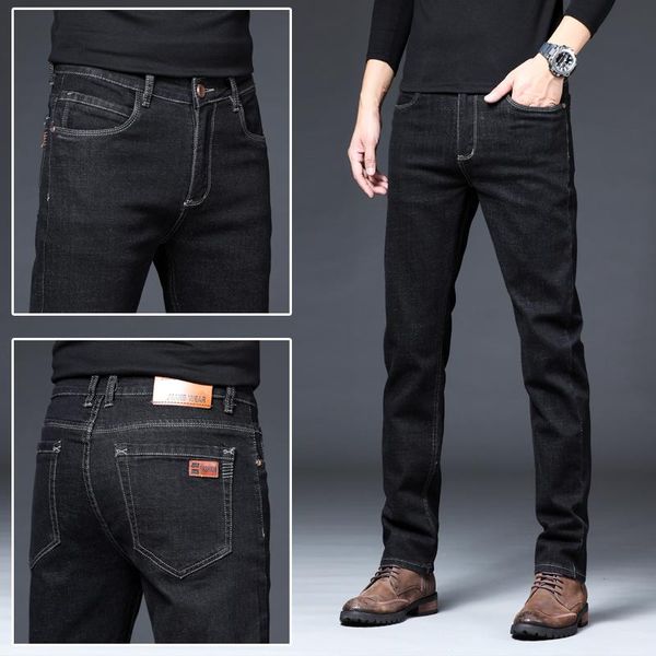 

men's jeans brand black blue trousers men clothes elasticity skinny business casual male denim slim pants classic sty
