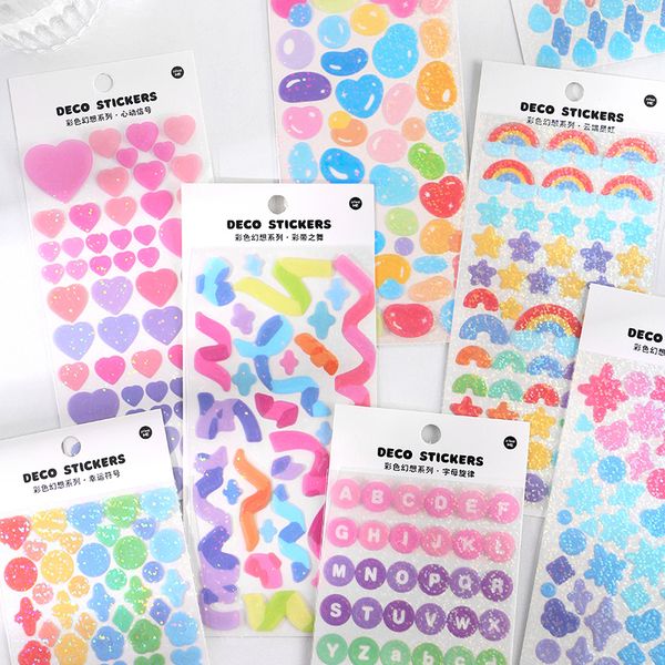 

1 pcs color fantasy series decorative pvc laser stickers scrapbooking stick label diary stationery album rainbow ribbon sticker