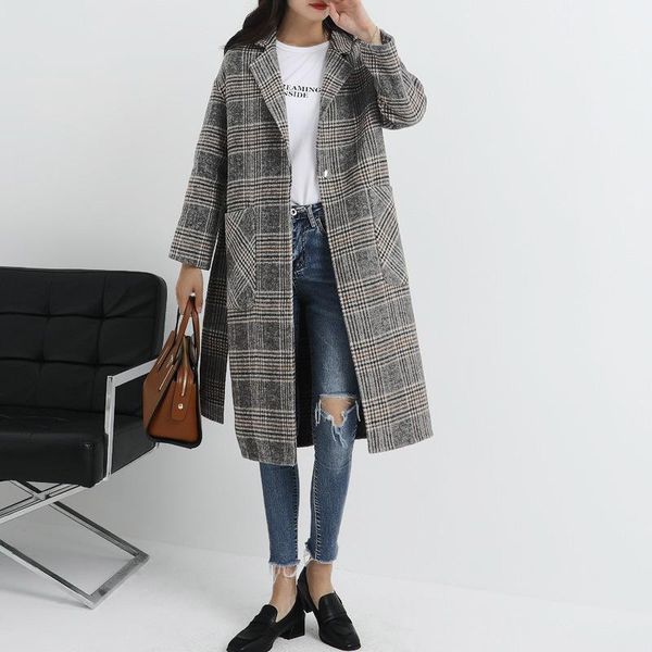 

women's wool & blends 2021 autumn and winter double-sided cashmere coat long section slim fashion, Black