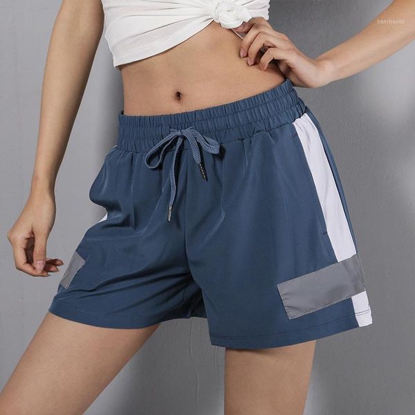 

running shorts women sport mid-length loose thin yoga fitness outer wear pants quick-drying anti-empty1, Black;blue