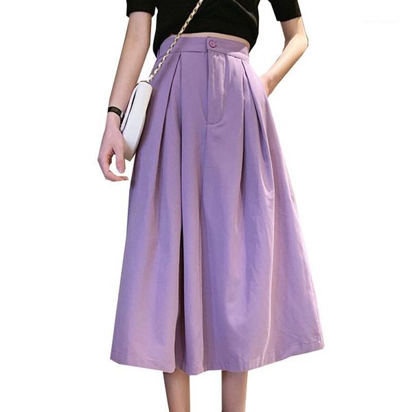 

мода фиолетовые женщины плиссированные юбка летние повседневные дамы средней длины юбки опрятный стиль женские юбки высокая талия леди девуш, Black